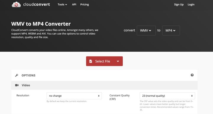 CloudConvert WMV to MP4