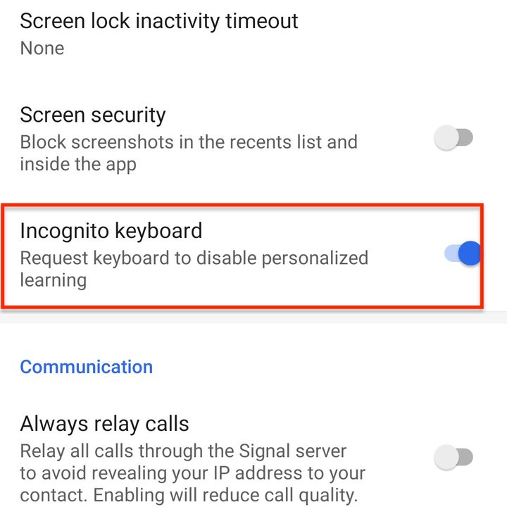 Signal incognito keyboard