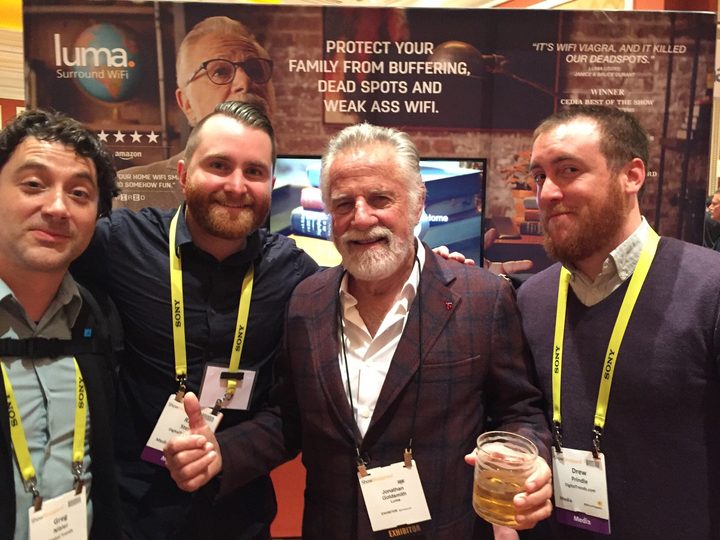 Drew Prindle and DT CES staffers with Jonathan Goldsmith