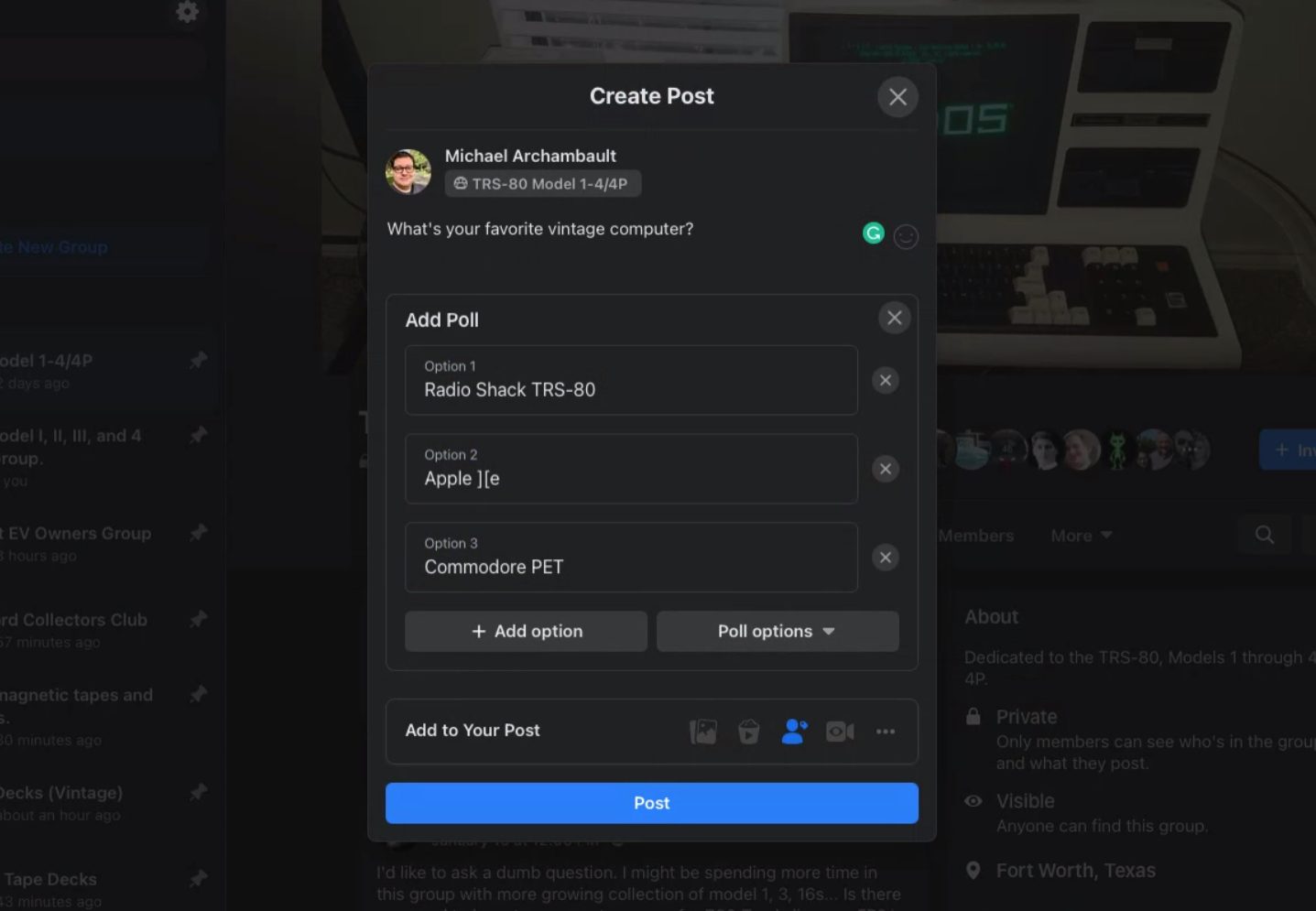 Facebook Poll Creation
