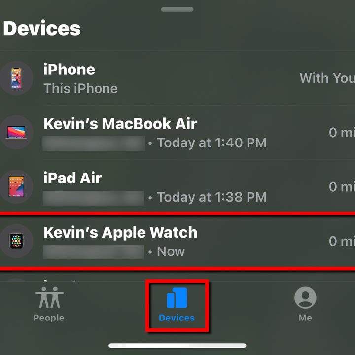 Find My App Tap Apple Watch