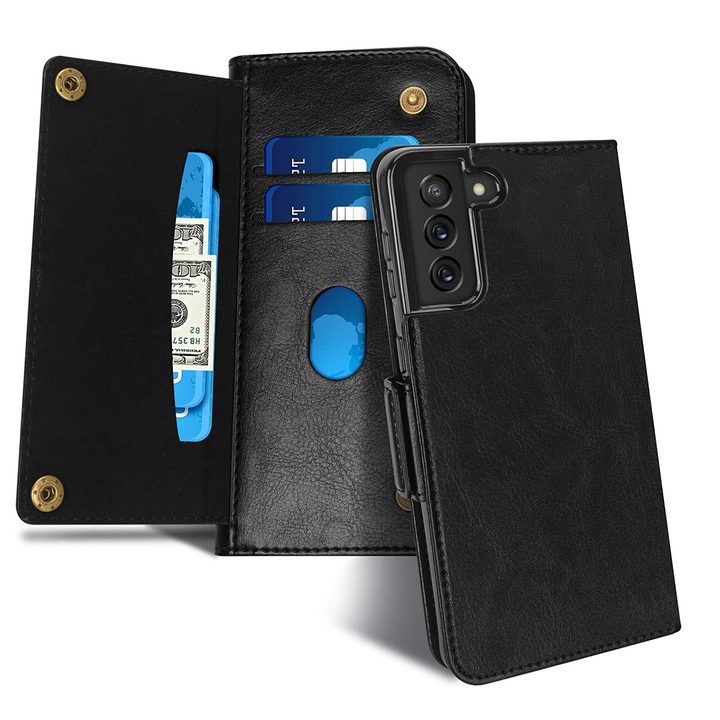 FYY Luxury Leather Wallet Case for Samsung Galaxy S21.