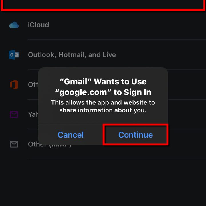 Gmail App Continue Sign In
