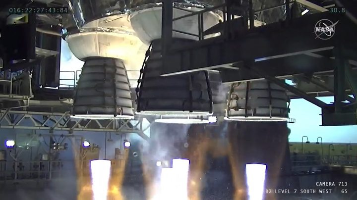 The four RS-25 engines fired for a little more than one minute and generated 1.6 million pounds of thrust.