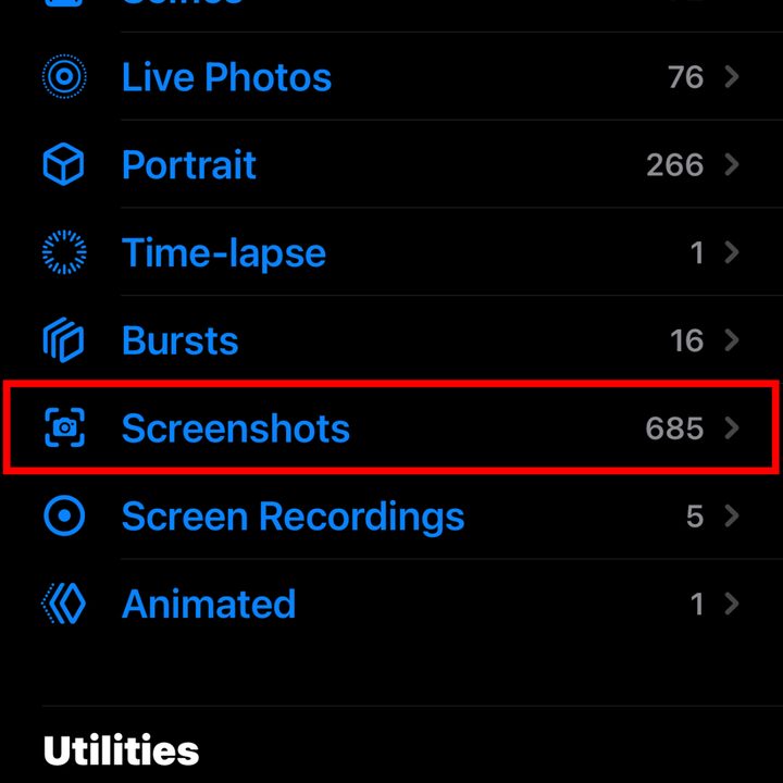 iPhone Photos App Screenshots Category