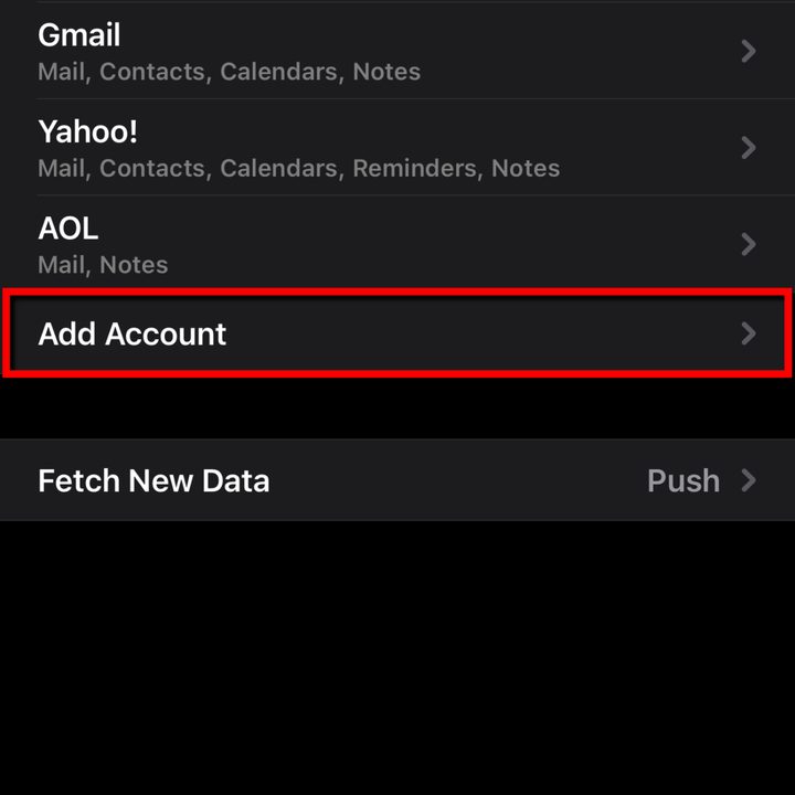 iPhone Settings Mail Add Google Account