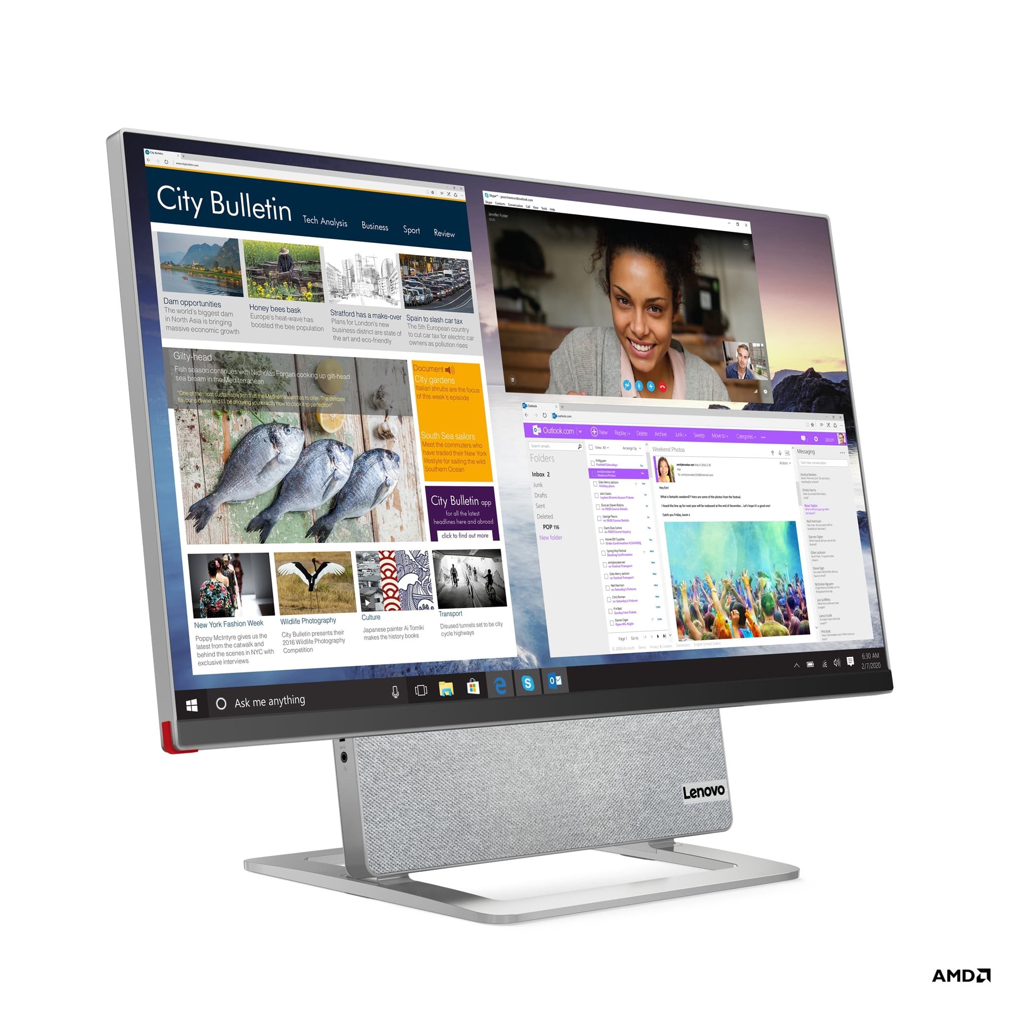 lenovo yoga aio 7 new monitors ces 2021 front facing right