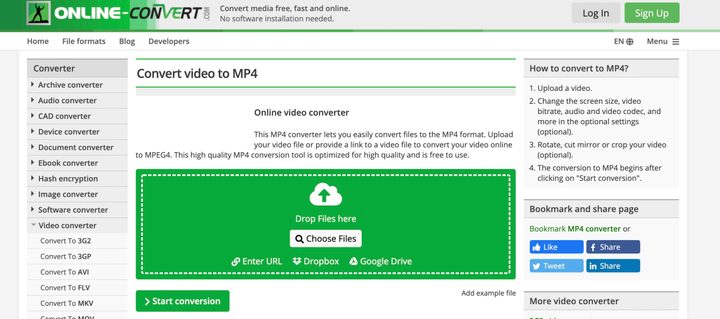Online-Convert WMV to MP4