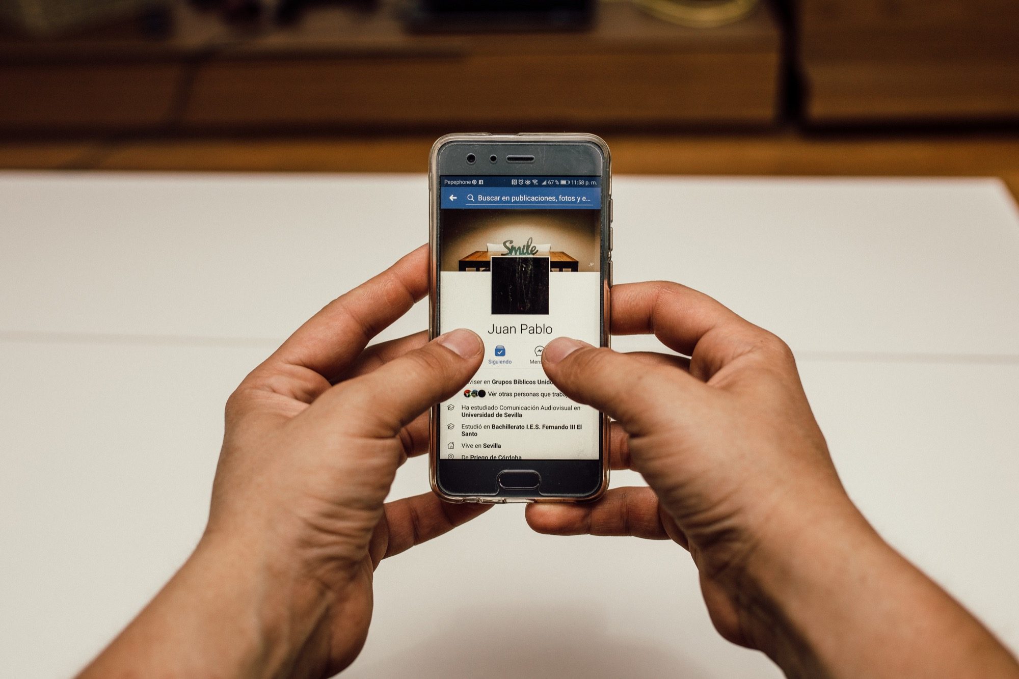 Facebook app on smartphone