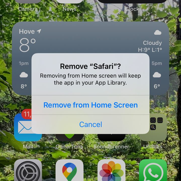 Remove from home screen