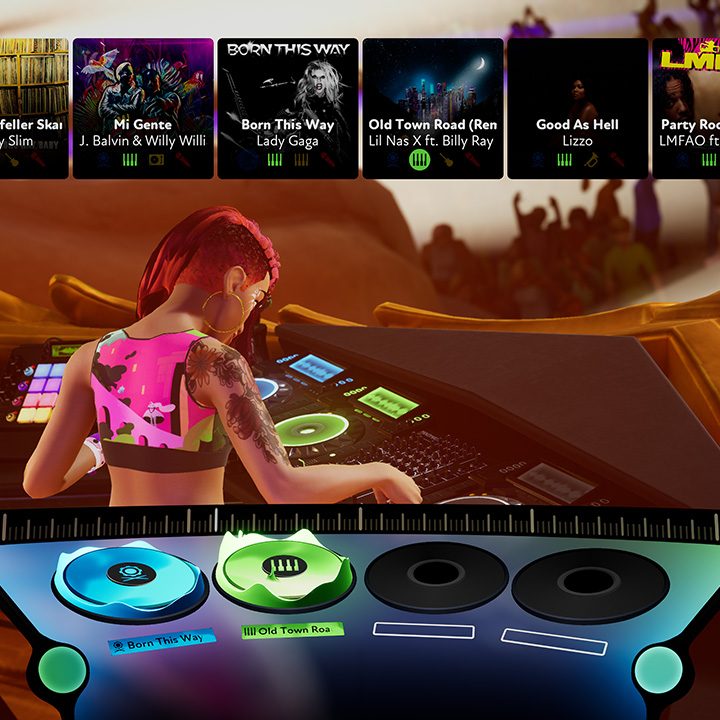 A DJ mixing songs.