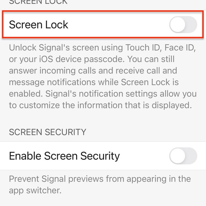 iOS Signal screen lock