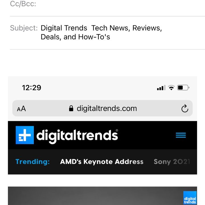 Sharing screenshot via Mail on iPhone 11