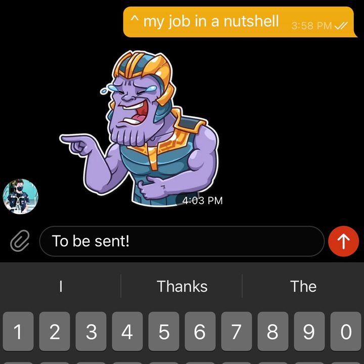 Telegram sticker options.