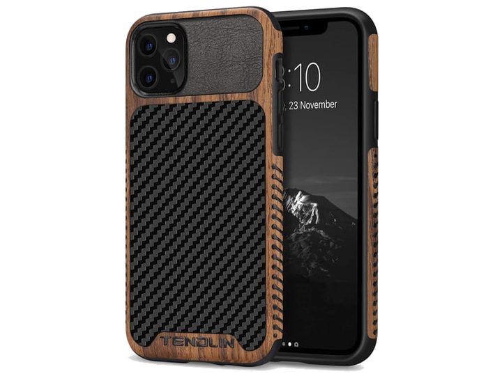 Tendlin Wood Grain Case With Leathe for iPhone 11 Pro Max