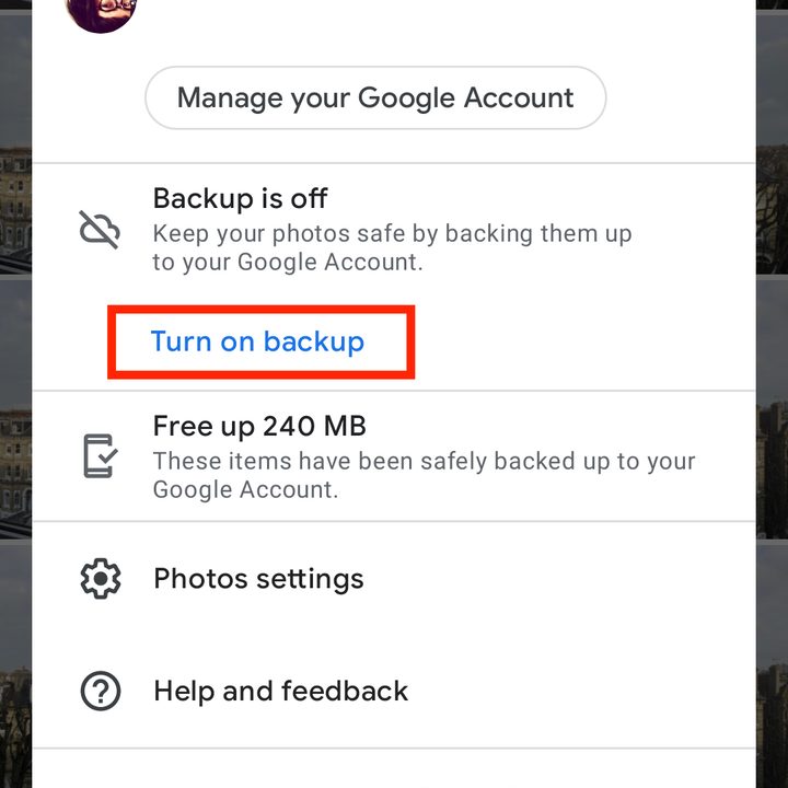 Turn on backup