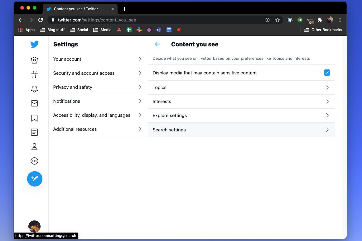Customize Twitter feed