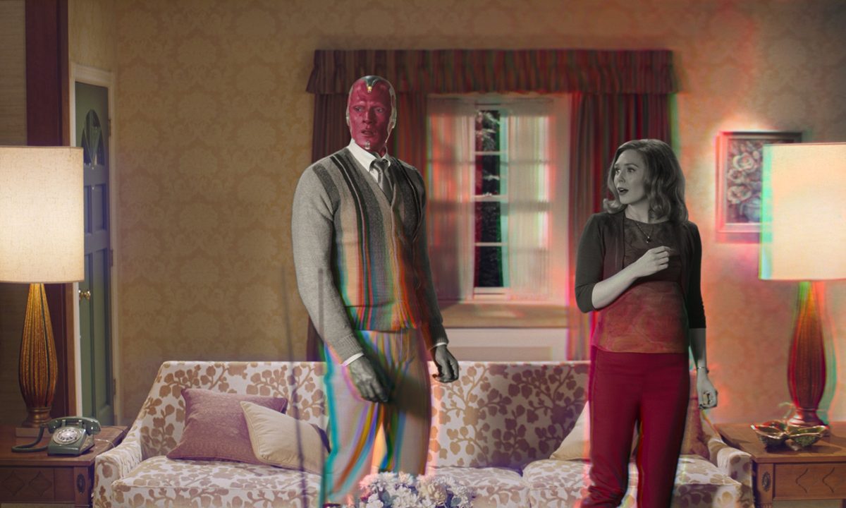 Paul Bettany and Elizabeth Olsen in Marvel's WandaVision series.