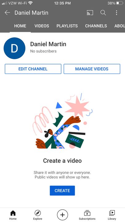 Image of YouTube App Edit Channel Button