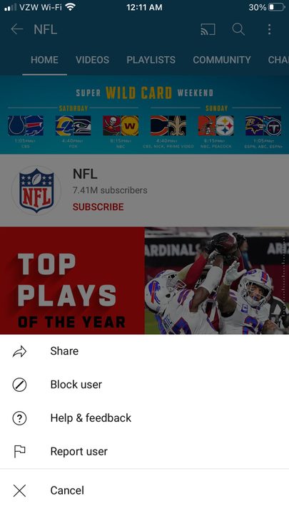 Image of YouTube Block User Button