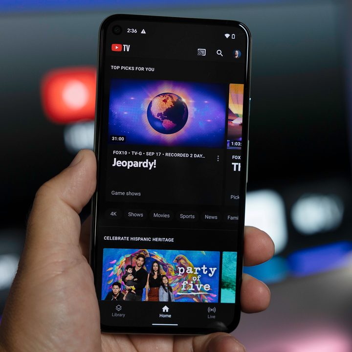 YouTube TV on a Google Pixel phone.