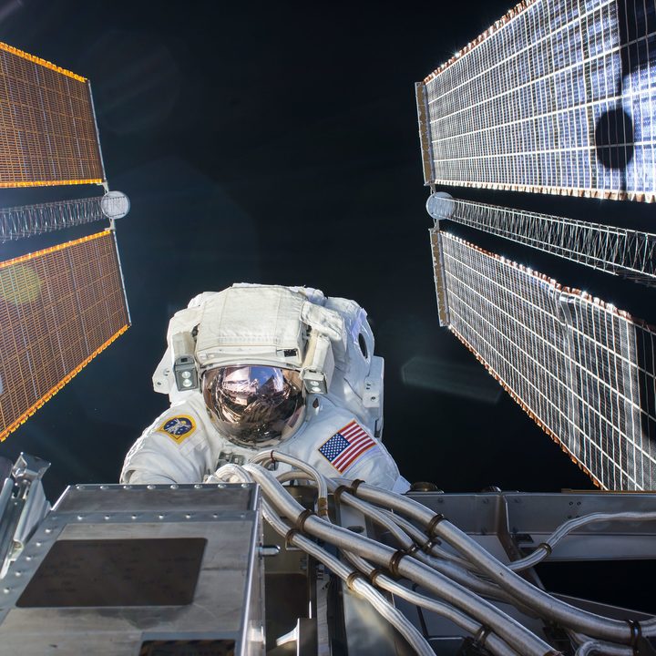 NASA Astronaut Kate Rubins during a six-hour and 48-minute spacewalk on Sept. 1, 2016.