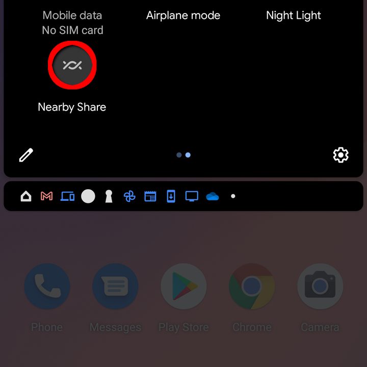 Access Nearby Share Tile Android 11