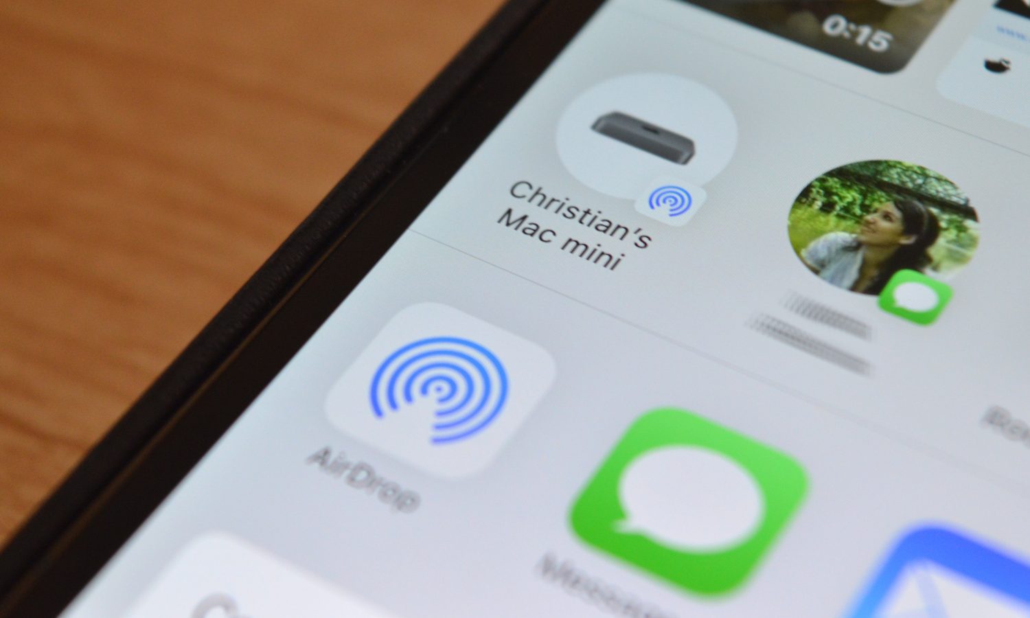 AirDrop options on an iPhone.