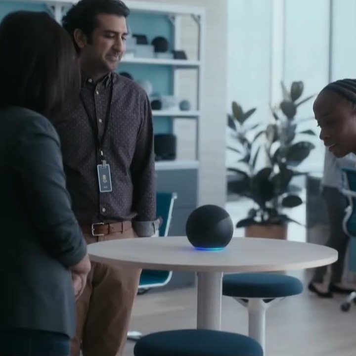 A still from a Super Bowl commercial featuring Amazon Alexa.