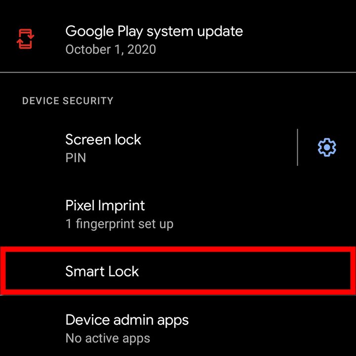 Android 11 Settings Select Smart Lock