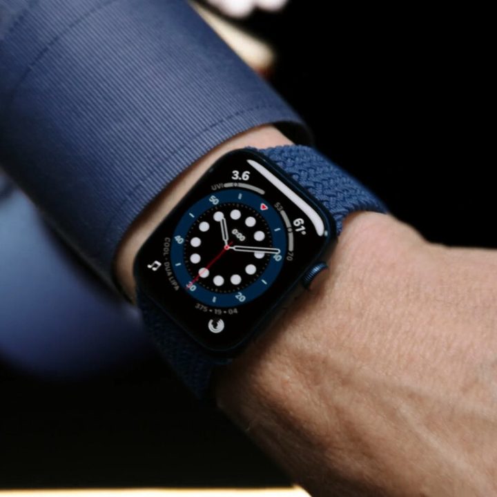 Close up of a man showing off the Apple Watch Series 6 on his wrist