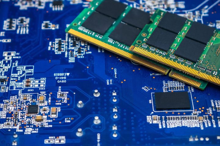 DDR3 memory sitting on a motherboard.