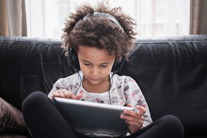 Child wearing headphones