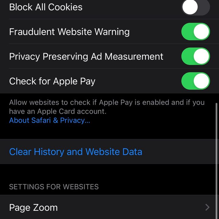 Clear Safari Cache