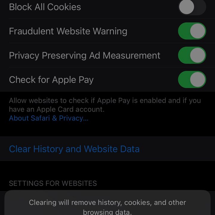 Clear Safari Cache