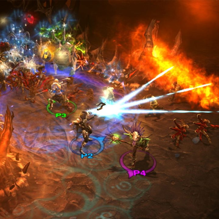 Diablo 3 characters fighting demons.