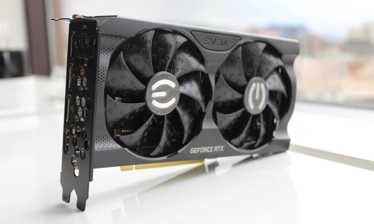 EVGA RTX 3060 sitting on a table.