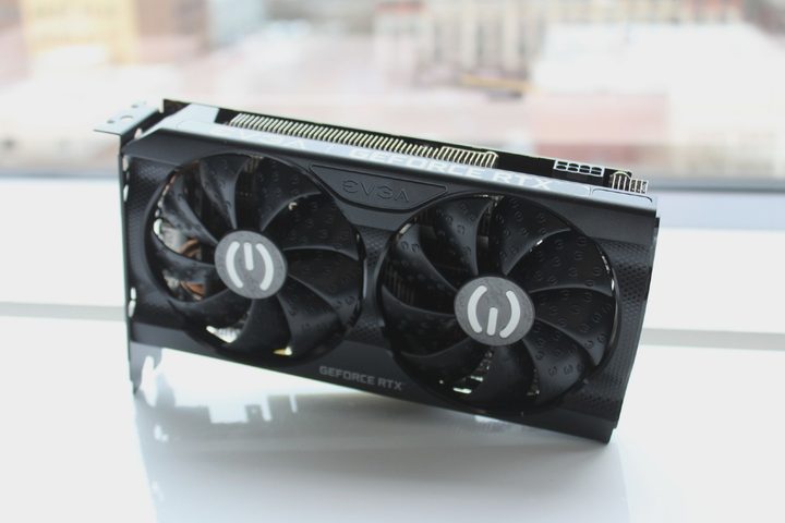 EVGA RTX 3060 sitting on a table.
