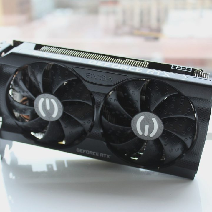 EVGA RTX 3060 sitting on a table.