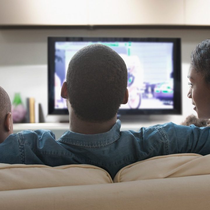 Family watching TV