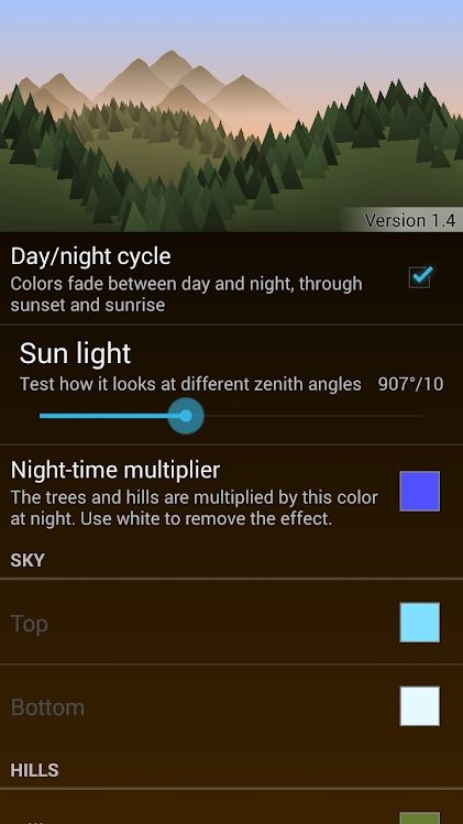 Forest Live Wallpaper preferences.