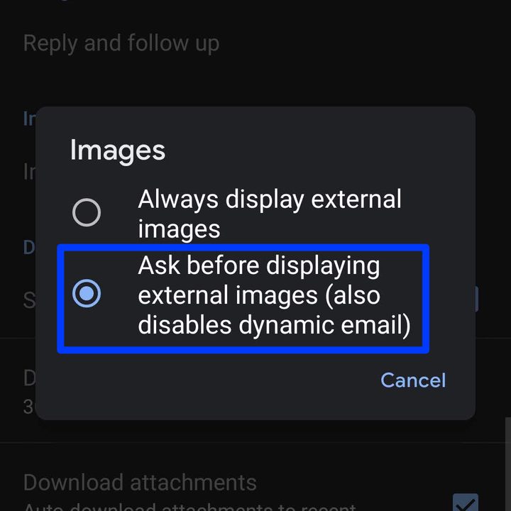 Disable Images Gmail