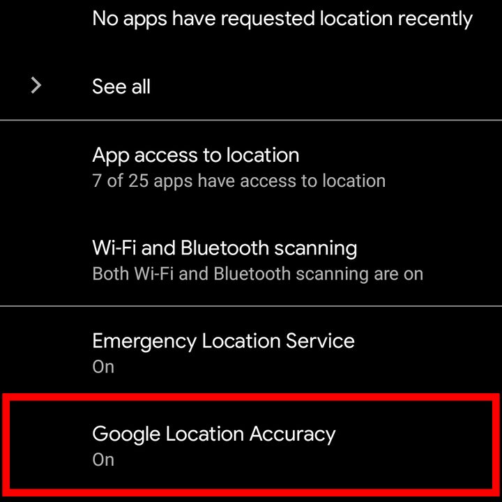 Google Location Accuracy Setting