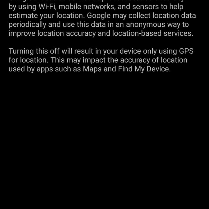 Google Location Accuracy Toggle