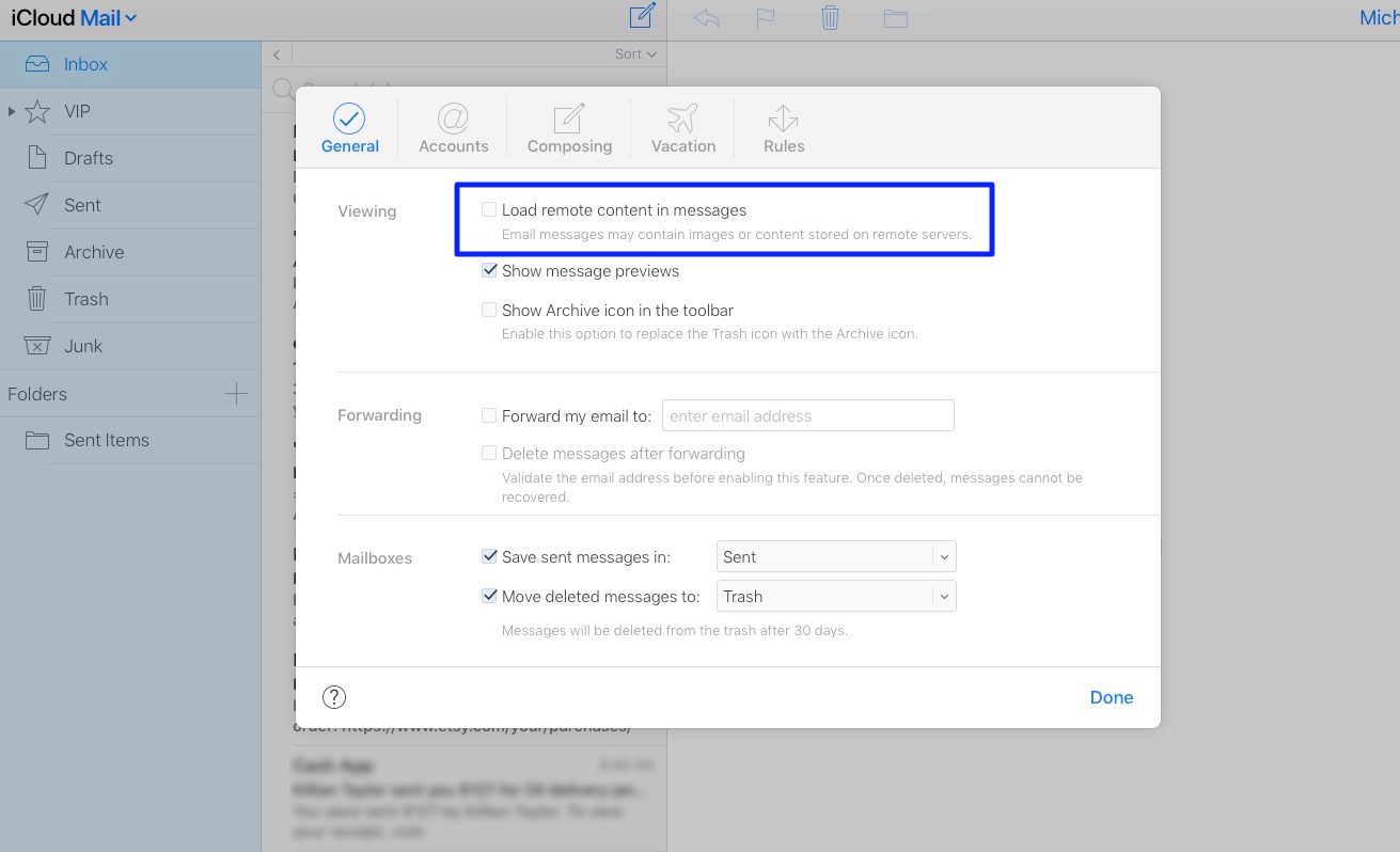 Disable Images iCloud
