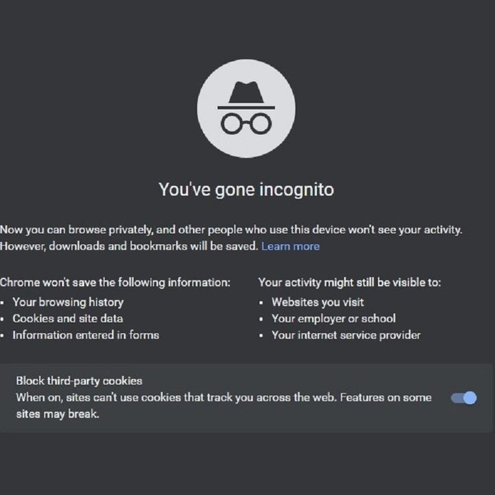 Google Chrome incognito mode screenshot