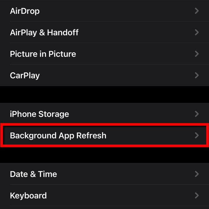 iOS 14 Tap Background App Refresh