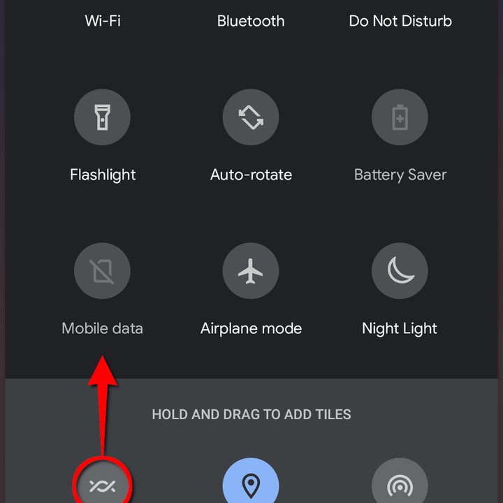 Move Nearby Share Tile Android 11