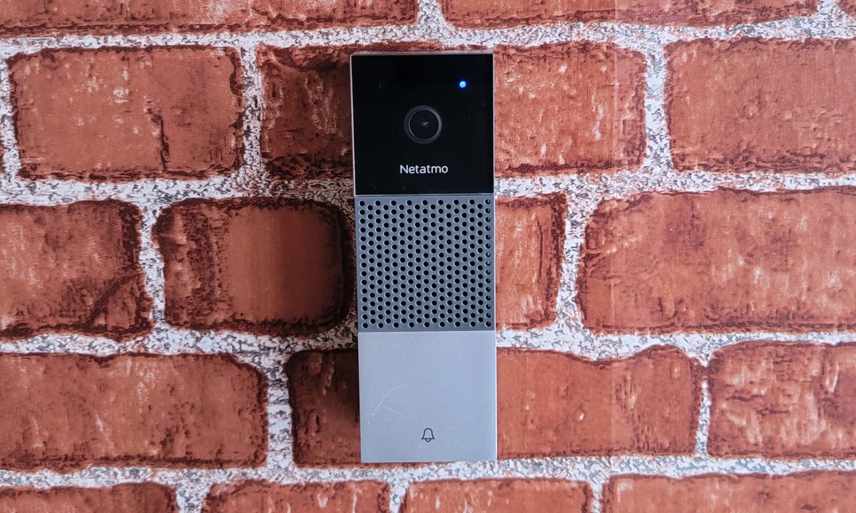 Netatmo Video Doorbell mounted on brick