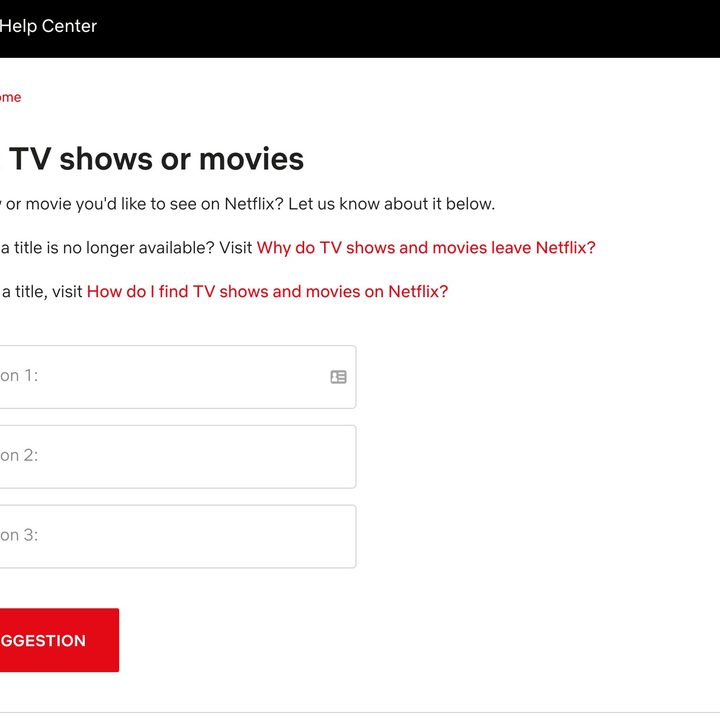 The Request Additions screen on the Netflix website.